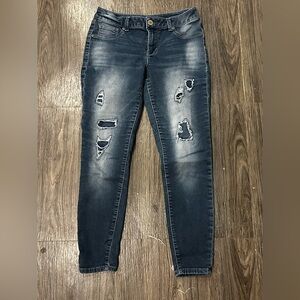 Old Navy Dark Blue Distressed Skinny Jeans